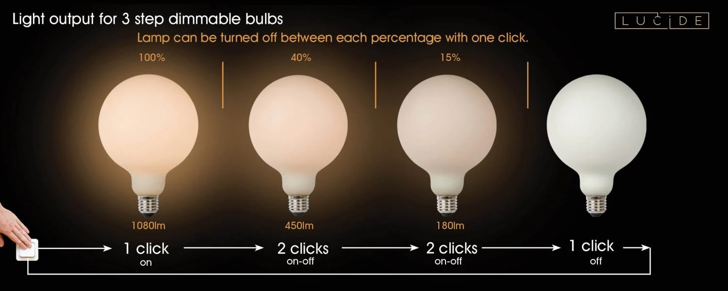 Lucide G125 - Lámpara de filamento - Ø 12,5 cm - LED 3 StepDim - E27 - 1x8W 2700K - Ópalo - detalle 8